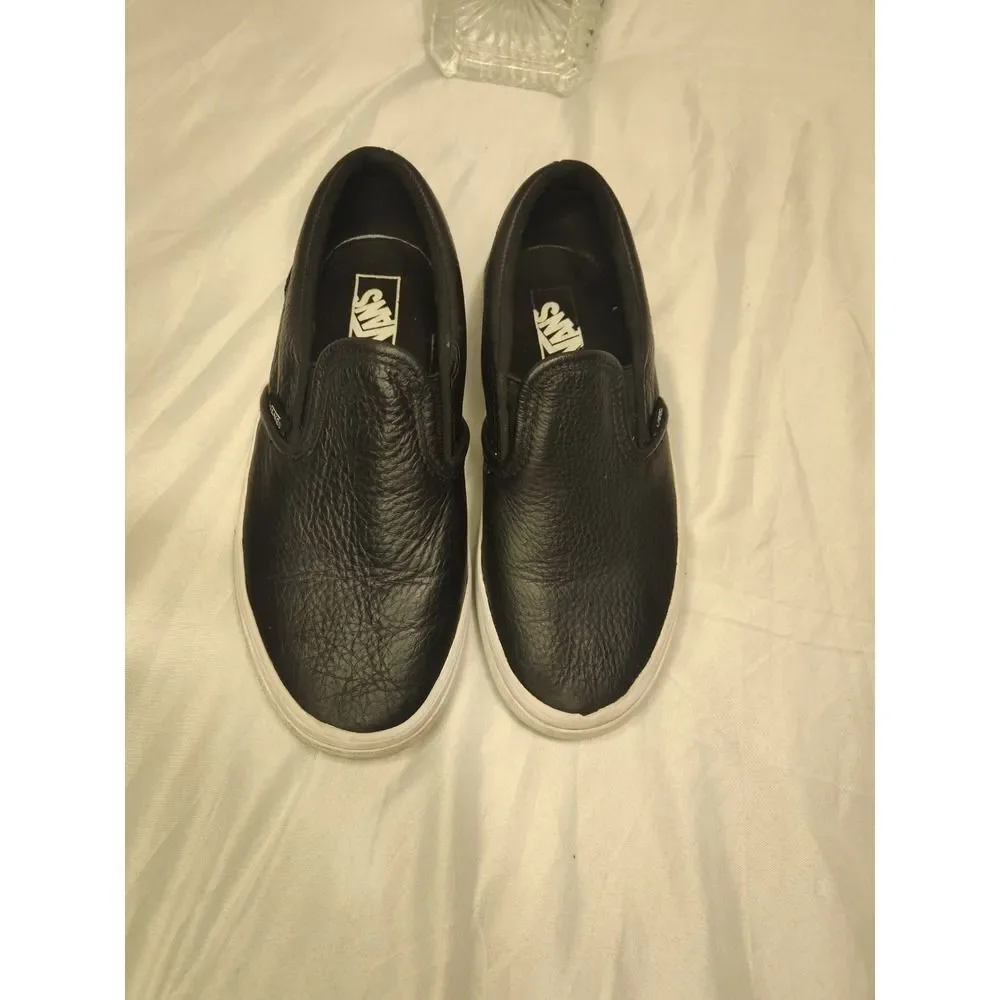 VANS Black Slip On US Kids Size 4- Skateboard Sneakers Off The Wall